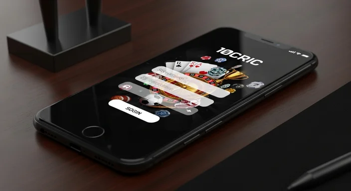 10CRIC app login screen concept on a mobile phone